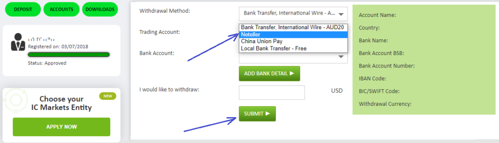 ICMarkets Withdrawal Dashboard