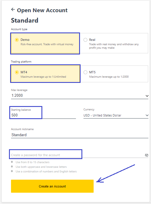 Exness Standard Demo Account