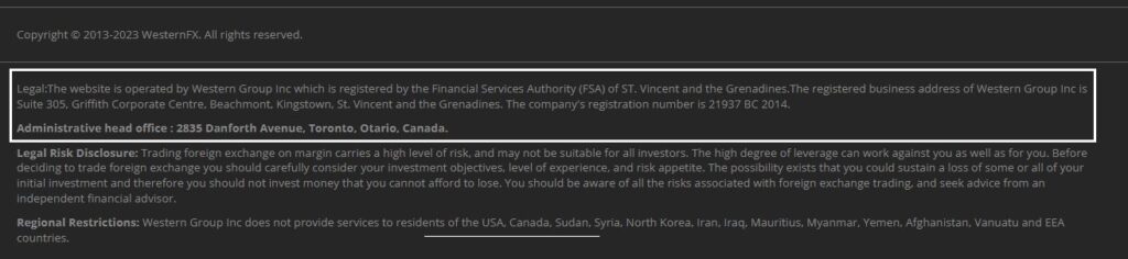WesternFX Regulation